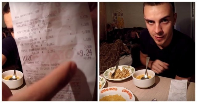 Как выжить в России: парень готовит обед  за 10 рублей